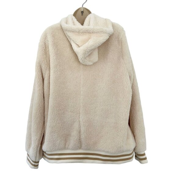 Torrid Cream Faux Fur Hooded Zip Front Bomber Jacket Women's Sz 2 or 2X - Picture 4 of 10